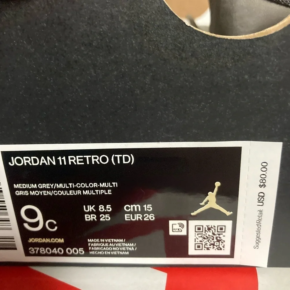 Nike Air Jordan‎ 11 Retro TD Cool Grey Toddler Sneakers Size 9C 378040-005 W/box